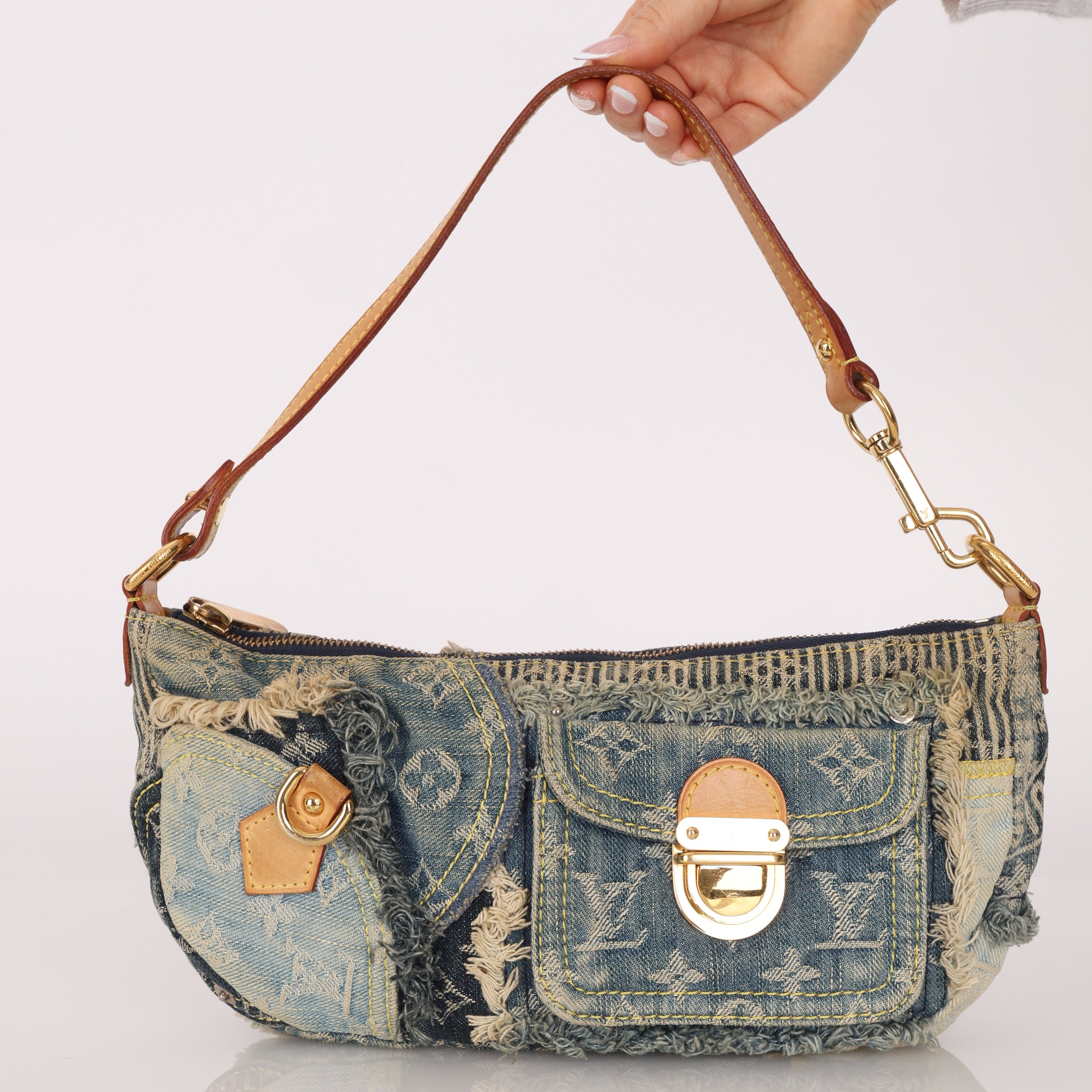Limited Edition Louis Vuitton Monogram Denim Patchwork Pouchy