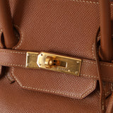 Hermès 1997 Gold Courchevel Retourne Birkin 35 GHW