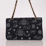 Ultra-Rare Chanel 2002 Canvas Icons Classic Medium Double Flap
