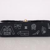 Ultra-Rare Chanel 2002 Canvas Icons Classic Medium Double Flap