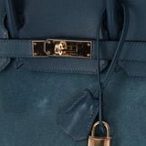 Limited Edition Hermès 2012 Veau Doblis Swift Grizzly Bleu Tempete Birkin 30 Retourne GHW