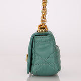 Dior 2021 Turquoise Supple Calfskin Cannage Micro Caro Bag