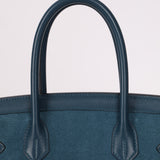 Limited Edition Hermès 2012 Veau Doblis Swift Grizzly Bleu Tempete Birkin 30 Retourne GHW