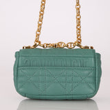 Dior 2021 Turquoise Supple Calfskin Cannage Micro Caro Bag