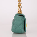 Dior 2021 Turquoise Supple Calfskin Cannage Micro Caro Bag