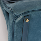 Limited Edition Hermès 2012 Veau Doblis Swift Grizzly Bleu Tempete Birkin 30 Retourne GHW