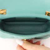 Dior 2021 Turquoise Supple Calfskin Cannage Micro Caro Bag
