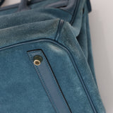 Limited Edition Hermès 2012 Veau Doblis Swift Grizzly Bleu Tempete Birkin 30 Retourne GHW