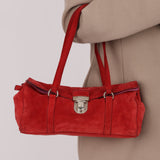 Prada Red Suede East West Flap