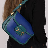 Gucci 1955 Blue Boxcalf Horsebit Shoulder Bag