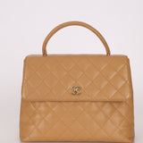Chanel 2000 Beige Caviar Kelly Top Handle 24K GP