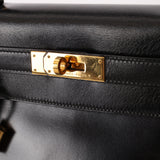 Hermès 1964 Noir Box Calf Retourne Kelly 28