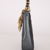 Chanel 2021 Metallic Logo Charms Quilted Pochette