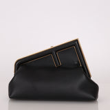 Fendi Small Black First Clutch with Fendi Zucca Strap