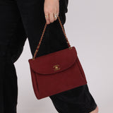 Chanel 1997 Merlot Suede Chain Flap Bag