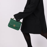 Chanel 19 Calfskin Infinity Green Top Handle Single Flap