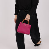 Gucci Calfskin Bamboo Bright Bougainville Mini Shopper Tote