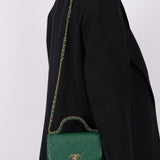 Chanel 19 Calfskin Infinity Green Top Handle Single Flap