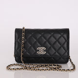 Chanel 22S Crystal Caviar Wallet on Chain