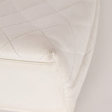 Rare Chanel 2003 White Caviar Wood Top Handle Tote