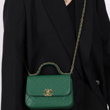 Chanel 19 Calfskin Infinity Green Top Handle Single Flap