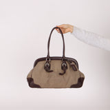 Prada Canapa Logo Jacquard Canvas Doctor Bag