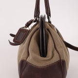 Prada Canapa Logo Jacquard Canvas Doctor Bag