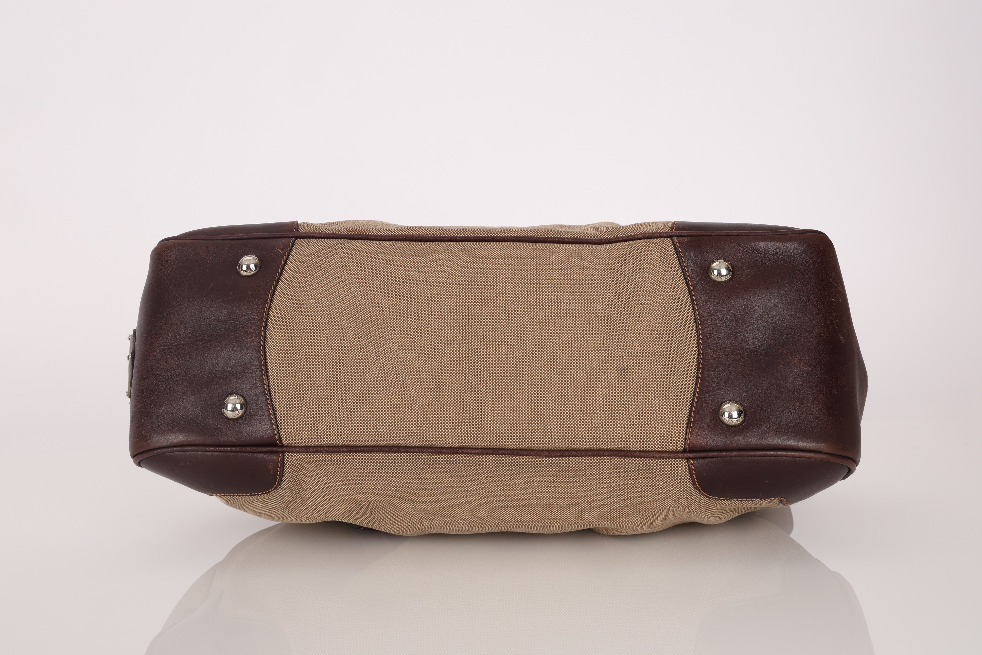 Prada Canapa Logo Jacquard Canvas Doctor Bag