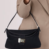 Fendi Marble Navy Canvas Baguette