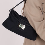 Fendi Marble Navy Canvas Baguette