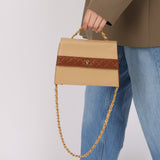 Chanel 1989 Lambskin Two-Tone Trapezoid Single Flap w/ Cardholder