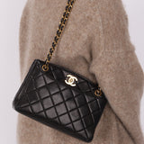 Chanel 1994 Lambskin Turnlock Chain Shoulder Tote