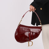 Rare Dior 2000 Red Patent Medium Diorissimo Saddle Bag