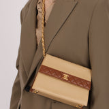 Chanel 1989 Lambskin Two-Tone Trapezoid Single Flap w/ Cardholder