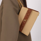 Chanel 1989 Lambskin Two-Tone Trapezoid Single Flap w/ Cardholder