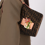 Rare Fendi Zucca Crystal Orchid Bucket Bag
