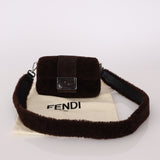 Fendi Shearling Chocolate Mini Baguette Bag