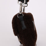 Fendi Shearling Chocolate Mini Baguette Bag