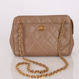 Chanel 1996 Caviar Turnlock Mini Zip 24K GP Chain Tote