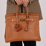 Hermès 2021 Gold Tadelakt Micro Kelly Twilly Bag Charm GHW