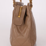 Chanel 1996 Caviar Turnlock Mini Zip 24K GP Chain Tote