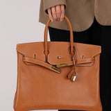 Hermès 1996 Gold Courchevel Retourne Birkin 35 GHW