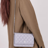 Chanel 21K Lavender Caviar Wallet on Chain