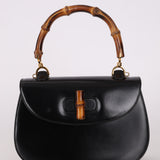 Gucci Boxcalf Bamboo Turnlock Medium Top Handle with Strap