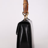 Gucci Boxcalf Bamboo Turnlock Medium Top Handle with Strap