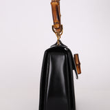 Gucci Boxcalf Bamboo Turnlock Medium Top Handle with Strap