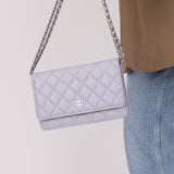 Chanel 21K Lavender Caviar Wallet on Chain