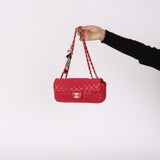 Limited Edition Chanel 2009 Lambskin Red Valentine Charm East West Flap