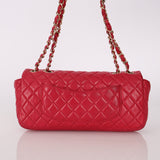 Limited Edition Chanel 2009 Lambskin Red Valentine Charm East West Flap