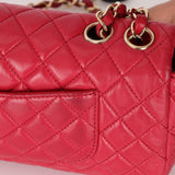 Limited Edition Chanel 2009 Lambskin Red Valentine Charm East West Flap